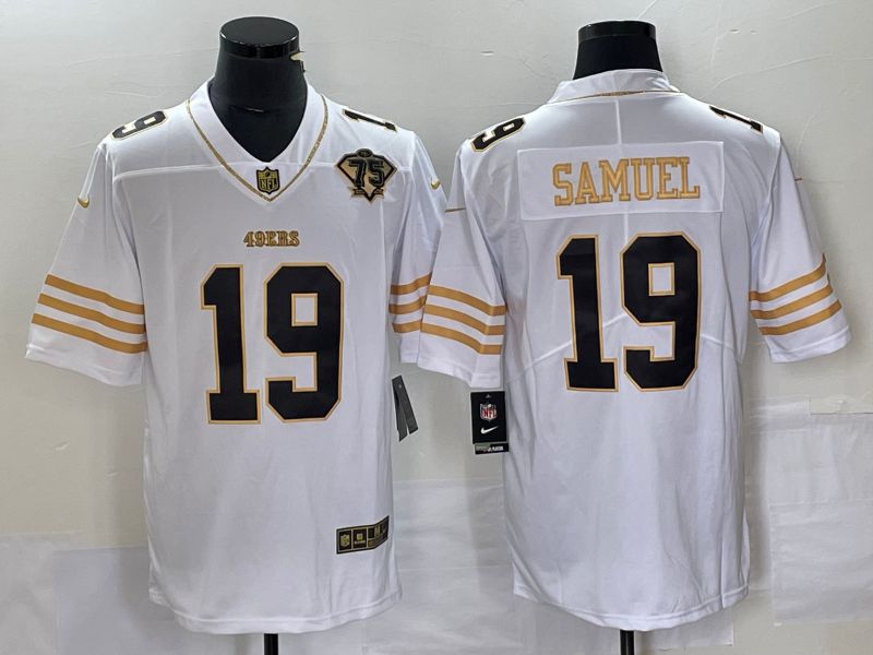 Men San Francisco 49ers #19 Samuel 75th Nike White Gold Game Player NFL Jersey->san francisco 49ers->NFL Jersey